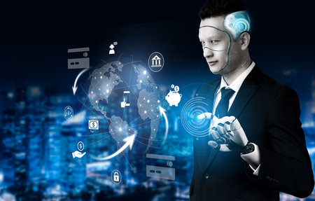 AI facilitates real-time digital payment systems, connecting global financial services with security, speed, and smarter transaction experiences across mobile and cloud platforms Vouchの写真素材