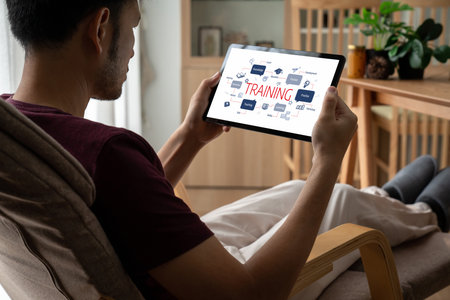 E-learning website with sofware for student to study online on the internet network snuglyの写真素材