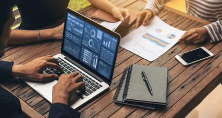 Business data dashboard provide business intelligence analytic for marketing strategy planning...