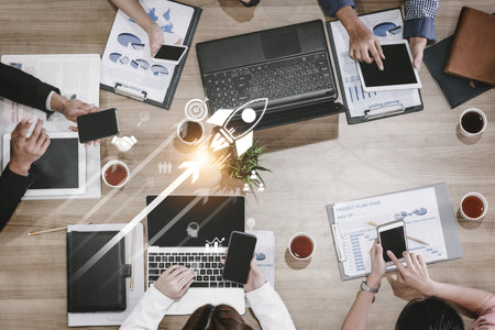 Startup business drives acceleration. business launch empowers growth, launch hits goal, launch ignites innovation, and start up business launch boosts success. Vouchの写真素材