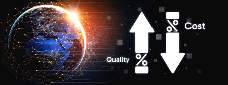 Digital transformation cuts costs through process optimization, resource efficiency, and financial savings for long-term business success. Vouchの写真素材