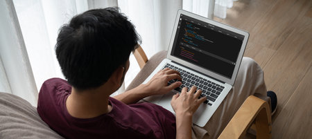 Software development programming on computer screen for modish application and program codingの写真素材