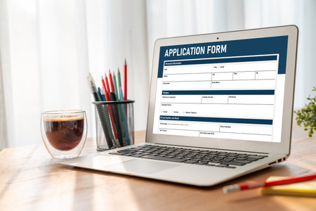 Online application form for modish registration on the internet websiteの写真素材