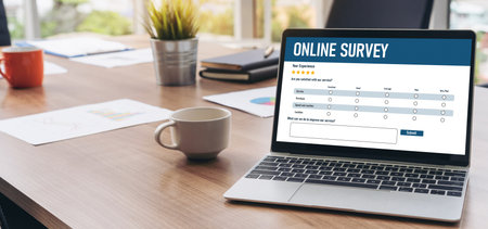 Online survey form for modish digital information collection on the internet networkの写真素材