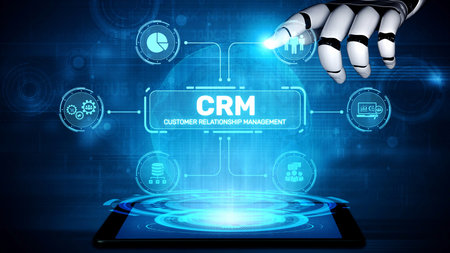 CRM platforms improve customer relationships through data analysis, CRM communication tools, and automation. CRM systems support customer management, tracking, and CRM relationship success. Muxerの写真素材