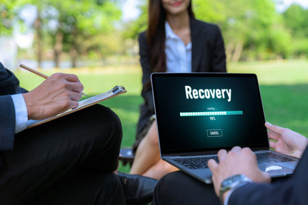 data backup restoration recovery restore data from cloud storage brisk and provide planned network reserve business dataの写真素材