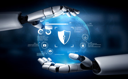 AI artificial intelligence strengthens cybersecurity with intelligent threat detection, virtual...