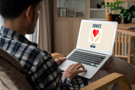 Online donation platform offer modish money sending system for people to transfer on the internetの写真素材