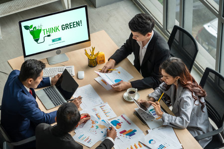 Green business transformation for modish corporate business to thank green marketing strategyの写真素材