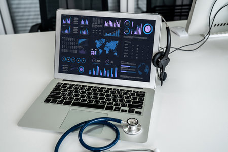 Business data dashboard provide business intelligence analytic for marketing strategy planning snugly with big data set to analyze customer demands and foreseeing business futureの写真素材