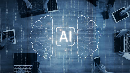 AI Assistant Brain Processor with LLM Technology, Big Data, Machine Learning, Generative AI for Business Support, Future Agentic AI Technology and Artificial Intelligence Prompt Engineering. Muxerの写真素材