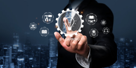 Explore the future of online education with innovative e-learning solutions. This image showcases...