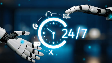 AI artificial intelligence supports 24-hour customer service with virtual assistants, real-time...