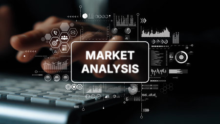 Detailed Market Analysis Visualization with Data Charts and Statistical Graphics for Business Insights. Asymptotic smart data analytic.の写真素材