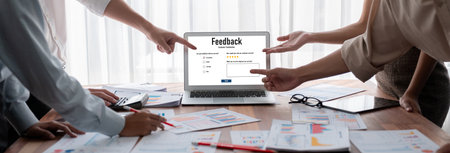 Customer feedback and review analysis by brisk computer software for corporate businessの写真素材