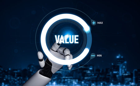 AI optimizes ERP systems through virtual assistants, automating processes and enhancing efficiency in enterprise resource planning. Vouchの写真素材