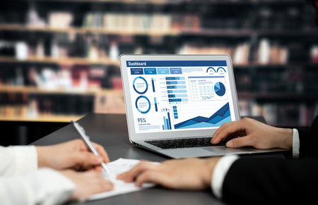Business data dashboard provide business intelligence analytic for marketing strategy planning brisk...