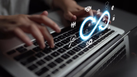 Infinity concept, limitless business potential, innovation opportunities, forward-thinking strategy, and embracing endless possibilities for creative growth and future development. Muxerの写真素材