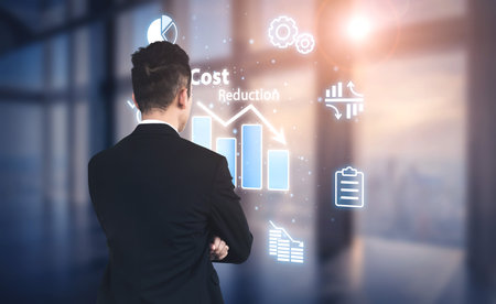 Digital transformation cuts costs through process optimization, resource efficiency, and financial savings for long-term business success. Vouchの写真素材
