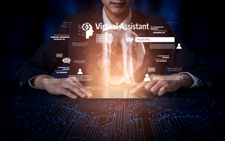 AI assistant with LLM, big data, machine learning, and generative AI powers prompt engineering and supports agentic AI for advanced business applications. Vouchの写真素材