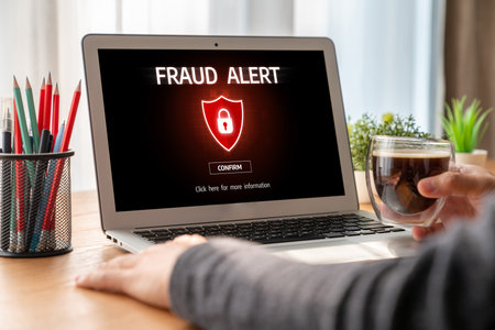Cyber security software show alert of cyber attack for protection snugly. Danger from virus, phishing and cyber fraud.の写真素材