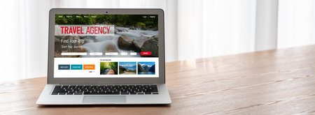 Online travel agency website for modish search and travel planning offers deal and package for flight , hotel and tour bookingの写真素材