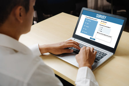Online survey form for modish digital information collection on the internet networkの写真素材