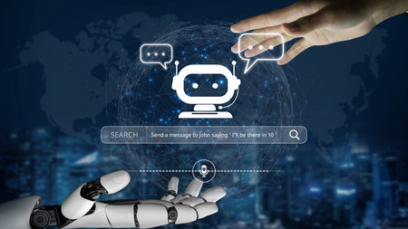 AI assistant with voice chat interface, combining smart chatbot, voice command, and AI-powered...