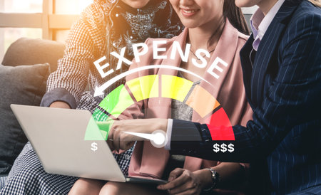 Expense control concept visualizing expense, cost, and spending with emphasis on budgeting, cost control, and financial planning Vouchの写真素材