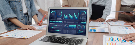 Business data dashboard provide business intelligence analytic for marketing strategy planning brisk...