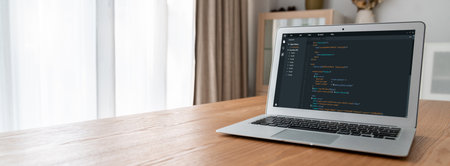 Software development programming on computer screen for modish application and program coding