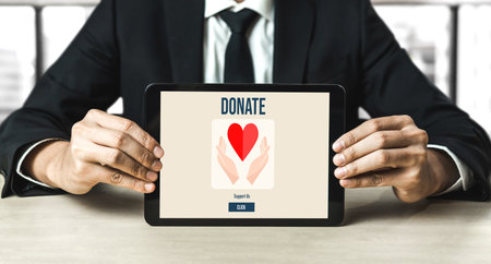 Online donation platform offer modish money sending system for people to transfer on the internetの写真素材
