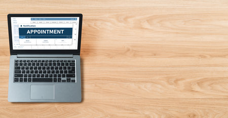 Online applointment booking calendar for modish regristration on the internet websiteの写真素材