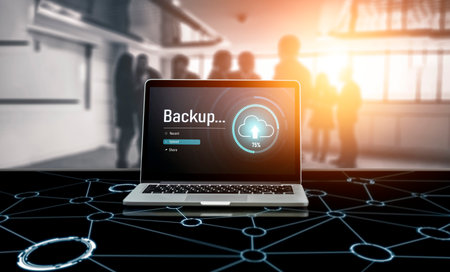Backup Storage Data Internet Technology Business concept. Database storage cloud technology file...
