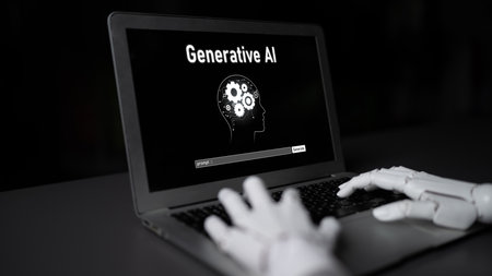 AI Assistant Brain Processor with LLM Technology, Big Data, Machine Learning, Generative AI for Business Support, Future Agentic AI Technology and Artificial Intelligence Prompt Engineering. Latchの写真素材