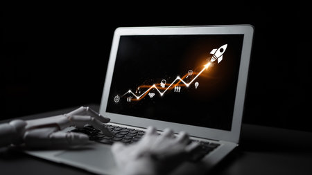 AI enhances business growth strategy by analyzing growth, success, and business plans to accelerate strategic performanceの写真素材