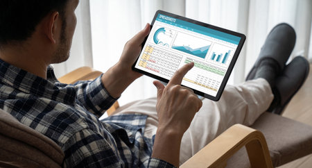Spreadsheet document information financial startup concept. data and graphs in spreadsheet documents...