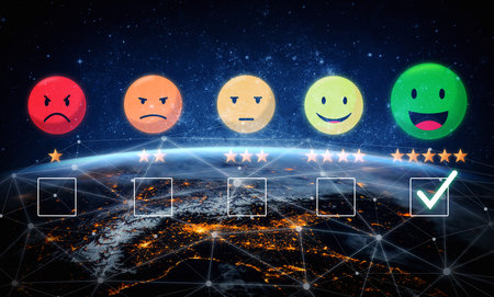 Customer feedback analysis boosts satisfaction, service quality, and business reputation through online review insights and data evaluation. Vouchの写真素材