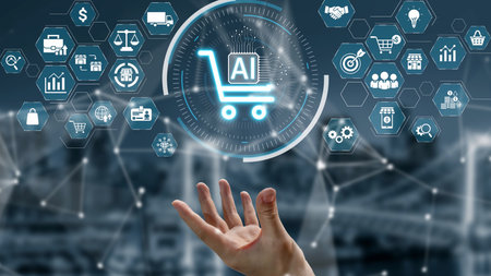 AI transforms ecommerce by enabling smart product recommendations, AI automated shopping decisions, and AI-powered ecommerce analytics to optimize customer experience and AI ecommerce success. Muxerの写真素材