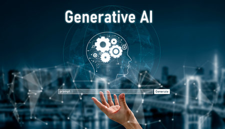 AI assistant with LLM, big data, machine learning, and generative AI powers prompt engineering and supports agentic AI for advanced business applications. Vouchの写真素材