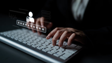 User authentication and password protection concept showing secure login, privacy safeguard, data protection, access control, and digital identity verification Latchの写真素材