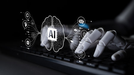 AI Assistant Brain Processor with LLM Technology, Big Data, Machine Learning, Generative AI for Business Support, Future Agentic AI Technology and Artificial Intelligence Prompt Engineering. Latchの写真素材