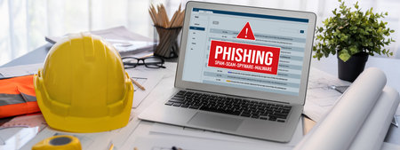 Cyber security software show alert of cyber attack for protection brisk. Danger from virus, phishing and cyber fraud.の写真素材