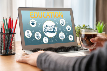 E-learning website with sofware for student to study online on the internet network snugly