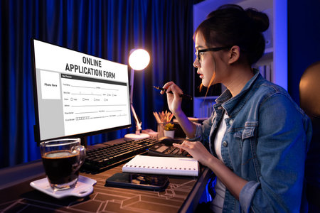 Online application form for brisk registration on the internet websiteの写真素材