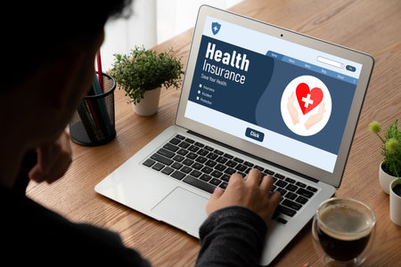Health insurance web site modish registration system for easy form fillingの写真素材