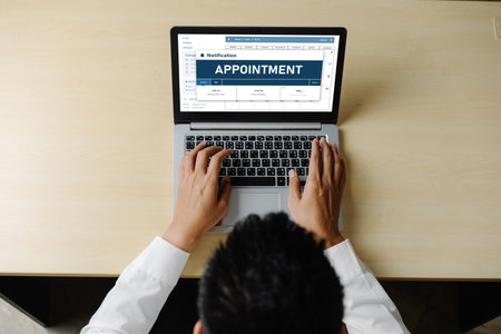 Online appointment booking calendar for registration on the internet websiteの写真素材