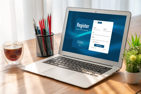 Online registration form for modish form filling on the internet websiteの写真素材