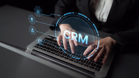 CRM platforms improve customer relationships through data analysis, CRM communication tools, and automation. CRM systems support customer management, tracking, and CRM relationship success. Muxerの写真素材