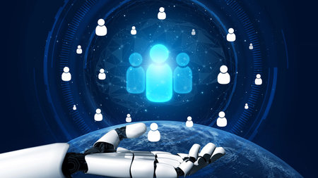 People networking, business connections, digital networking platforms, professional collaboration, and expanding opportunities through business relationship building and engagement. Muxerの写真素材